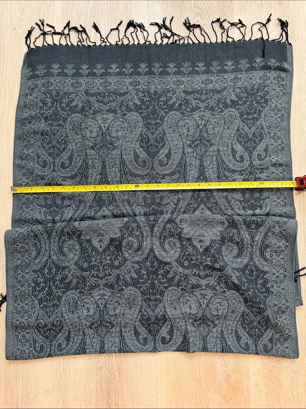 Black and grey Paisley Pattern pashmina